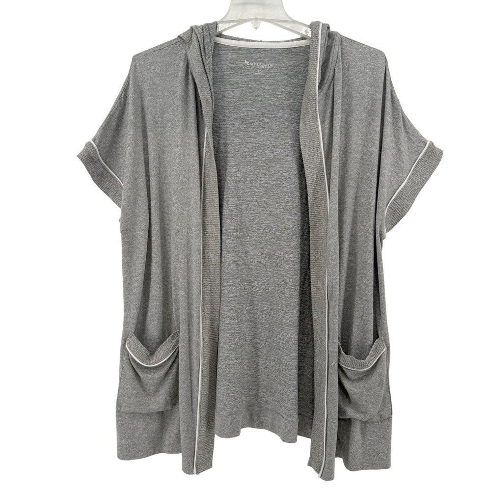 Koolaburra‎ by UGG Women's Gray Hooded Short Sleeve Cardigan Vest Size L